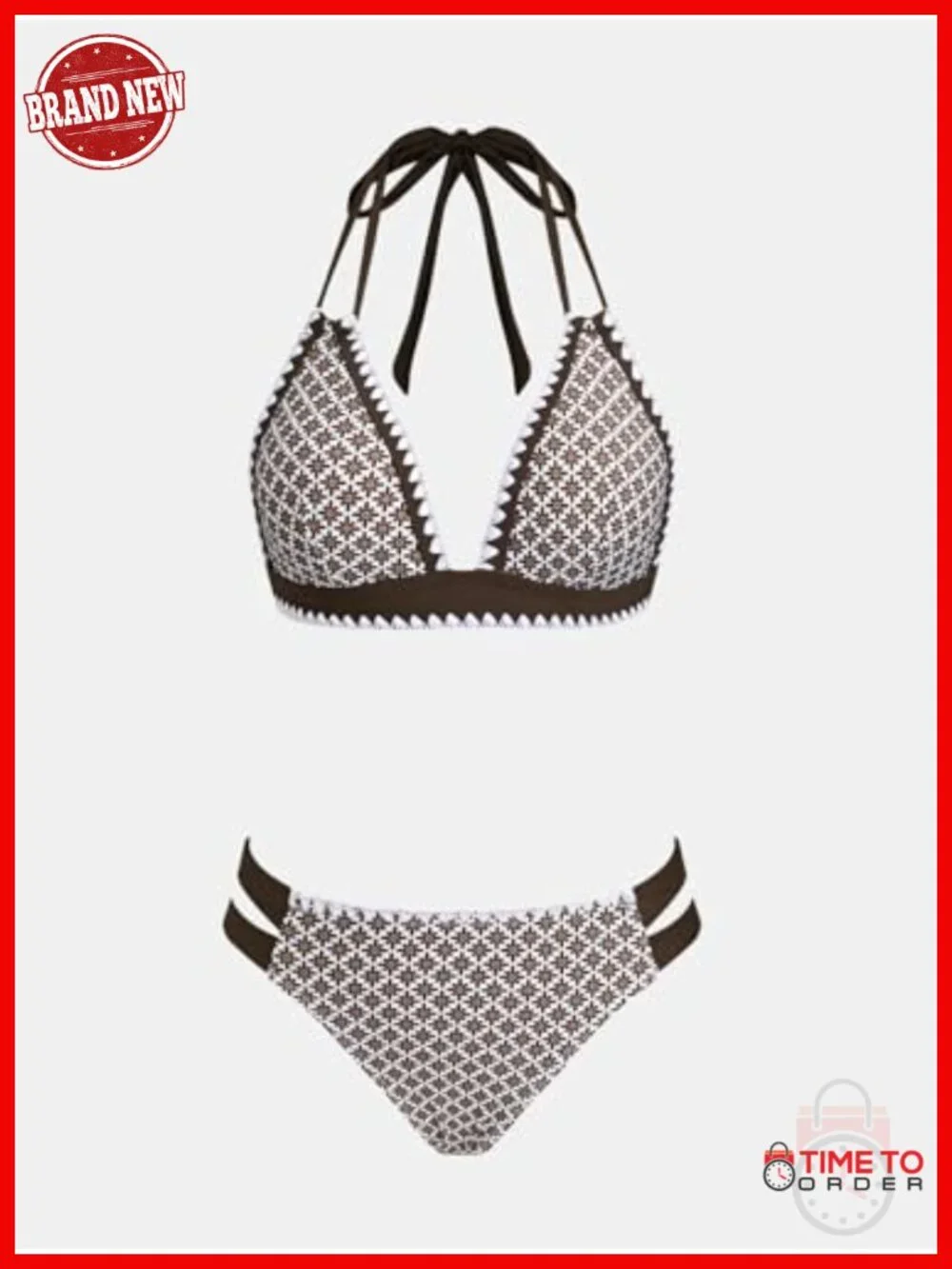 Halter V Neck Bikini Set with Cutout Side and Removable Soft Cups Cheeky Bottom